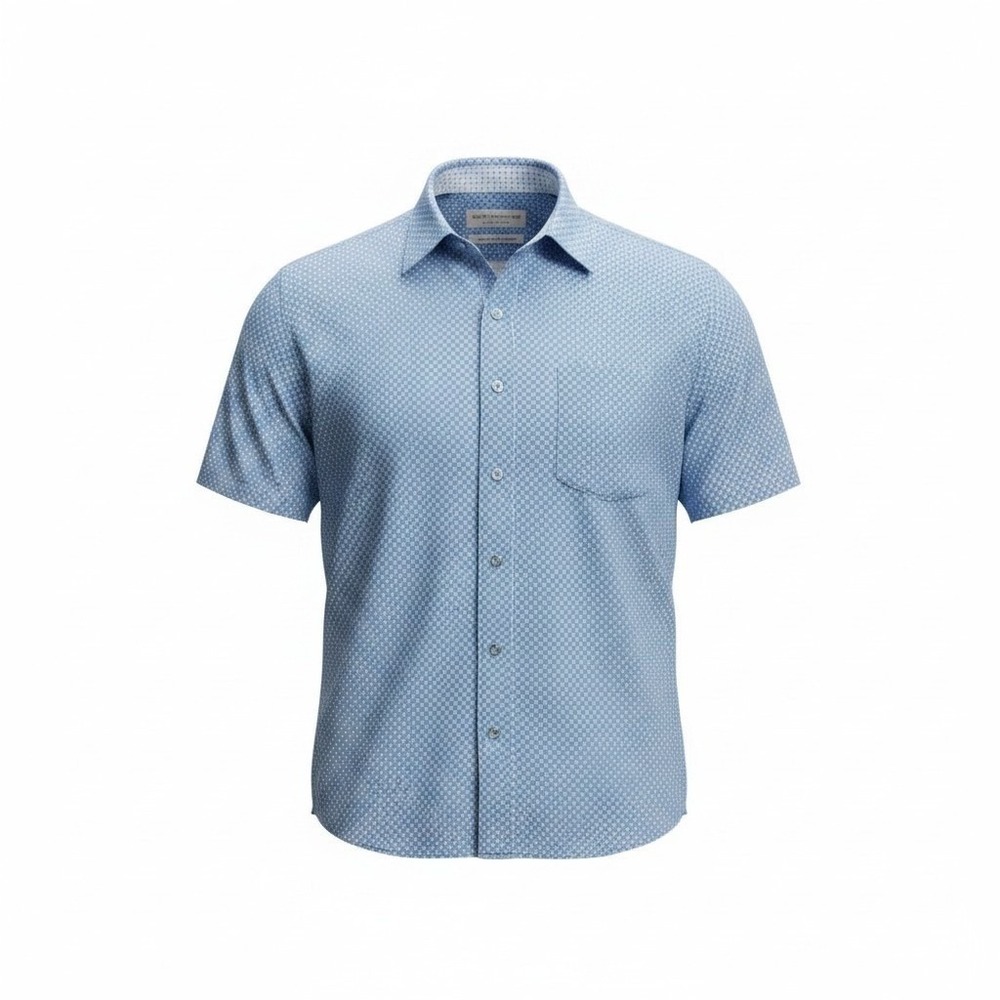 Nick Graham Everywhere Mens Large Blue Geometric Stretch Modern Fit SS Shirt